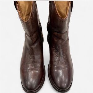 Frye Dark Brown Leather Western Boots